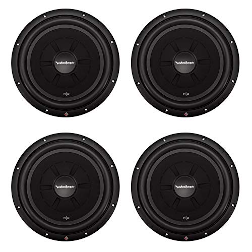 Rockford Fosgate R2SD4-12 12 Inch 500 Watt Shallow Mount Slim Car Subwoofer, Black (4 Pack)