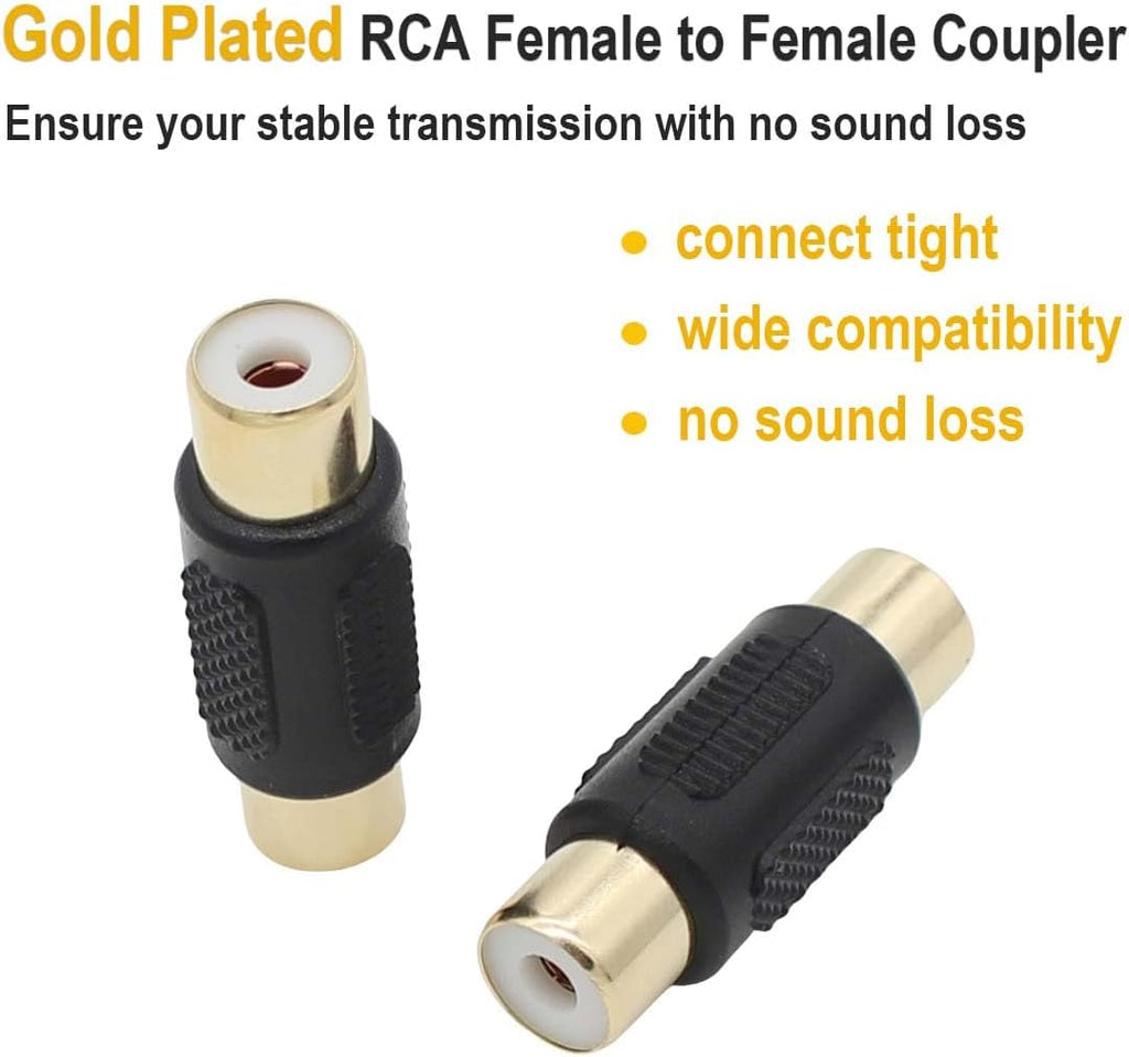 10 Absolute RCA Adapter Female to Female Coupler Extender Barrel Audio Video RCA