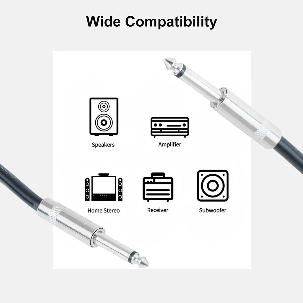 Razzi Pro RZ SKJ-603 Speaker Cable Wire 1/4 in inch TS to Same 3 feet