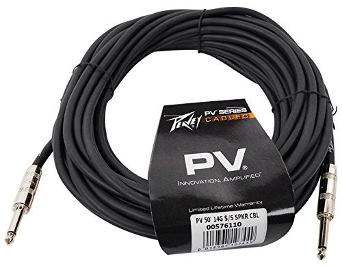 4 Peavey PV 50' Foot 14-Gauge 1/4" TS to 1/4" TS S/S Speaker Cables
