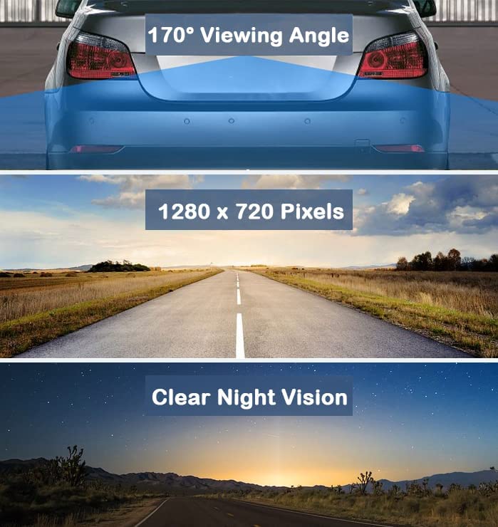 CAM121 Backup Camera Frame License Plate HD Night Vision Rear View 170° Angle Waterproof Compatible with Jensen Car Radio CAR110W CAR710 CAR710X CAR8000 CAR910W CAR910X CDR7011 CM901MIR CMR2720 CR271ML