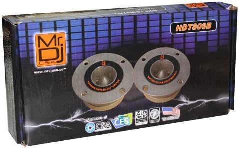 Mr. Dj USA HDT800B Pair 4-Inch Aluminum Bullet Titanium Horn Tweeter Driver (Black)