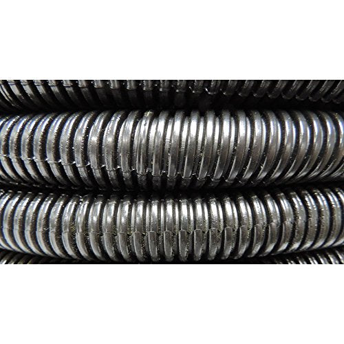 American Terminal 1.5" x 100' Flexible Polyethylene Split Tubing - Black Corrugated Wire Loom