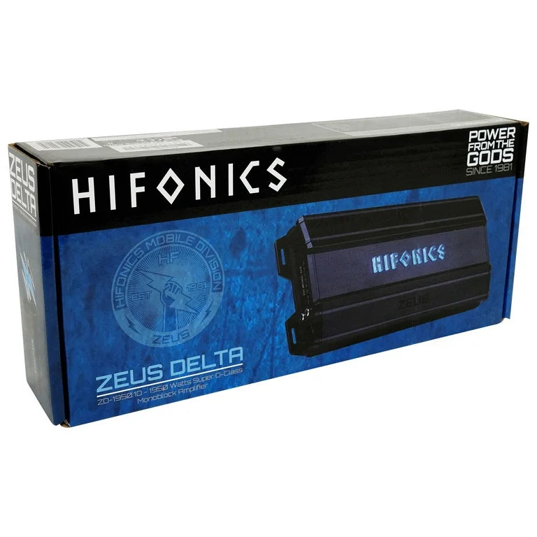 Hifonics ZD-1950.1D 1950W Peak Class D Zeus Monoblock Car Amplifier + 4 Gauge Amp Kit