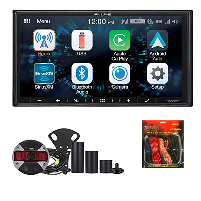 Alpine ILX-W670 7" Digital Multimedia Receiver (Does Not Play CDs) and HCE-TCAM1-WRA Rear View Camera + Absolute KIT10 10 Gauge Amp Kit