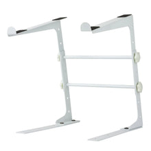 Load image into Gallery viewer, MR DJ LTS109WH Laptop Computer Stand White Mobile Disc Jockey PC Table Rack Mount Clamp Bracket