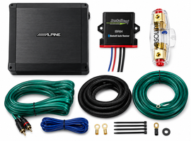 Alpine BBX-T600 2-Channel Amplifier + IBR64 Bluetooth Receiver + 4 Gauge Amp Kit