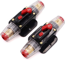 Load image into Gallery viewer, 2 Absolute ICB30 4/8 AWG 30 Amp in-line Circuit Breaker Manual Reset with Manual Reset Car Auto Marine Boat Stereo