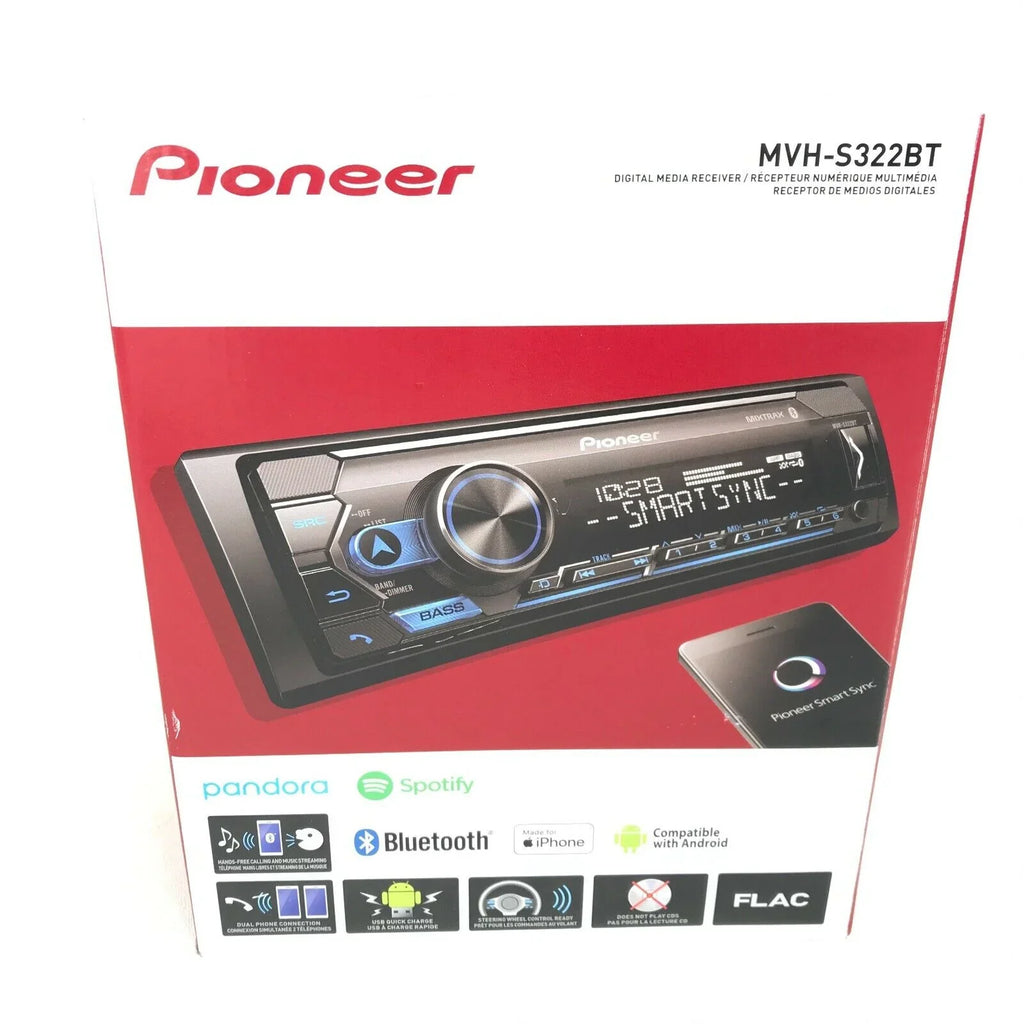 Pioneer MVH-S322BT  1 DIN MP3 Digital Media Player & 6.5" & 6x9"Coaxial Speakers