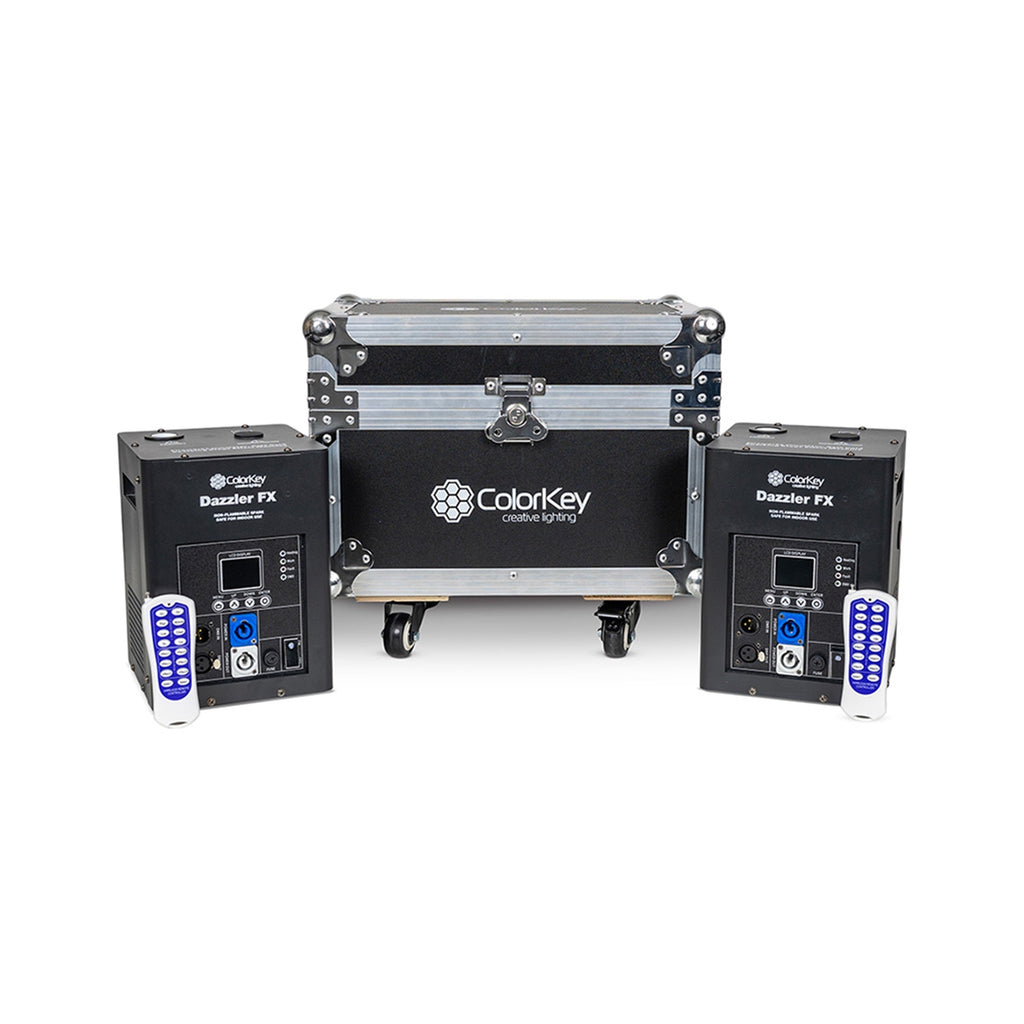 ColorKey CKU-7712, 600W Cold Spark Machine with FX2 MKII 2-Pack and Road Case - Black