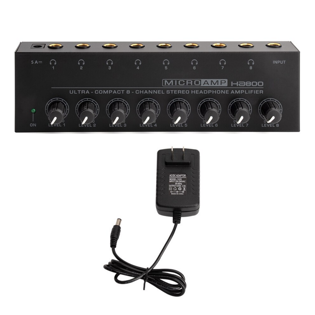 MR DJ Microamp HA800 Ultra-compact 8-channel stereo headphone amplifier