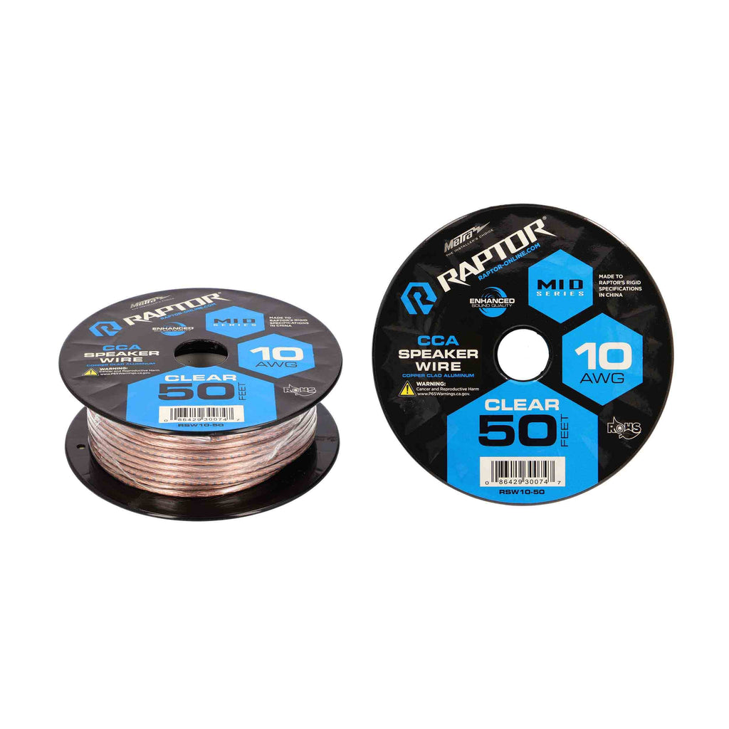 Raptor RSW10-50 Speaker Wire 10GA CLEAR 50FT - Vice Series