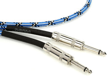Charger l'image dans la galerie, Hosa 3GT-18C1 Cloth Guitar Cable, Straight to Same, 18 ft, Blue/White/Black