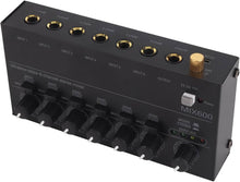 Load image into Gallery viewer, MR DJ MIX600 Ultra Low-Noise 6-Channel Line Mixer Stereo/Single Track Switch Microphone
