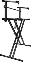 Load image into Gallery viewer, MR DJ KS650 2 Tier Doubled Keyboard Stand Adjustable Locking Straps &amp; Quick Release