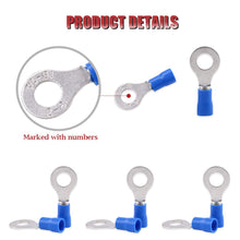 Load image into Gallery viewer, #8 Vinyl Insulated Ring Terminal 16-14 Ga 100pcs - Blue