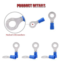 Load image into Gallery viewer, RTT8B Blue Ring Terminals 16 - 14 Gauge 100 Per Bag
