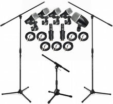 Load image into Gallery viewer, CAD Audio Stage7 7-Piece Drum Instrument Mic Carrying Case + 3 Mic Stands + 7 XLR Mic Cables