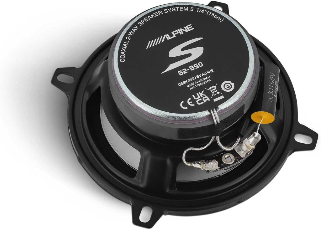 Alpine S2-S50 S-Series 5.25" Coaxial & KTE-S50G 5.25" S-Series Speaker Grill Bundle
