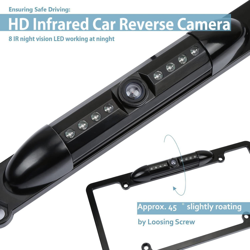 CAM108 Backup Camera License Plate HD Night Vision Rear View 170° Angle Waterproof Compatible with Pioneer Car Radio DMH-100BT DMH-WT8600NEX DMH-160BT DMH1770NEX AVH-120BT AVH-210EX AVH-2550NEX AVH-X490BS