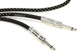 Hosa 3GT-18C4 Cloth Guitar Cable, Straight to Same, 18 ft, Black/Gold