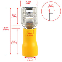 Load image into Gallery viewer, Female Quick disconnects Vinyl Insulated Spade Wire Connector Electrical Crimp Terminal 12-10 AWG Yellow Pack of 100
