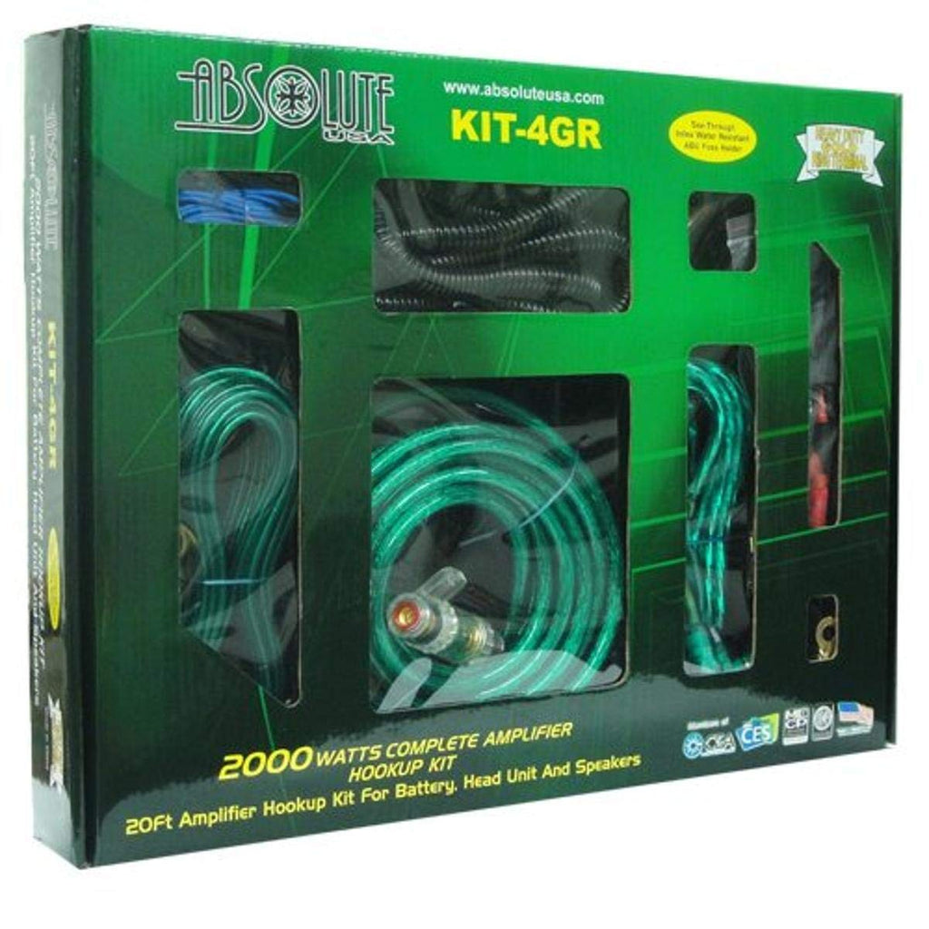Absolute KIT4GR Complete PRO Marine Auto Car RV 4 Gauge Installation Amp Kit