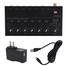 Load image into Gallery viewer, MR DJ MIX600 Ultra Low-Noise 6-Channel Line Mixer Stereo/Single Track Switch Microphone