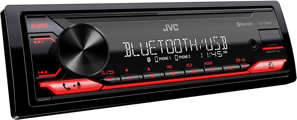 JVC KD-XD28BT Single DIN Digital Media Receiver Bluetooth and Harley Davidson Single DIN Dash Kit 1998-2013