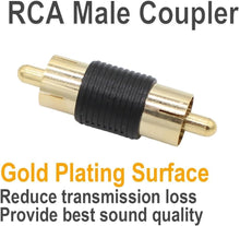 Charger l'image dans la galerie, 10 Pack Male to Male Gold RCA cable cord Coupler Joiner barrel Connectors