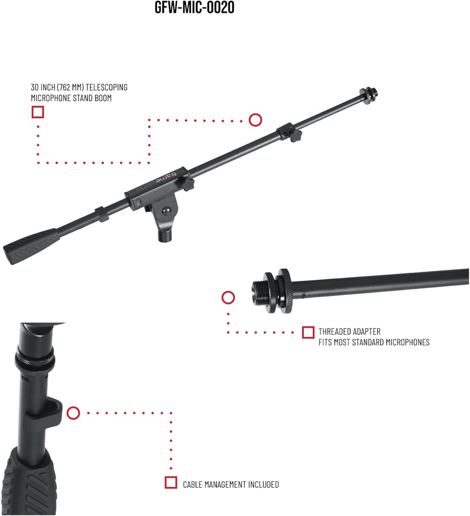 Gator Frameworks  GFW-MIC-0010 Adjustable Single Section Boom Arm for Microphone Stands