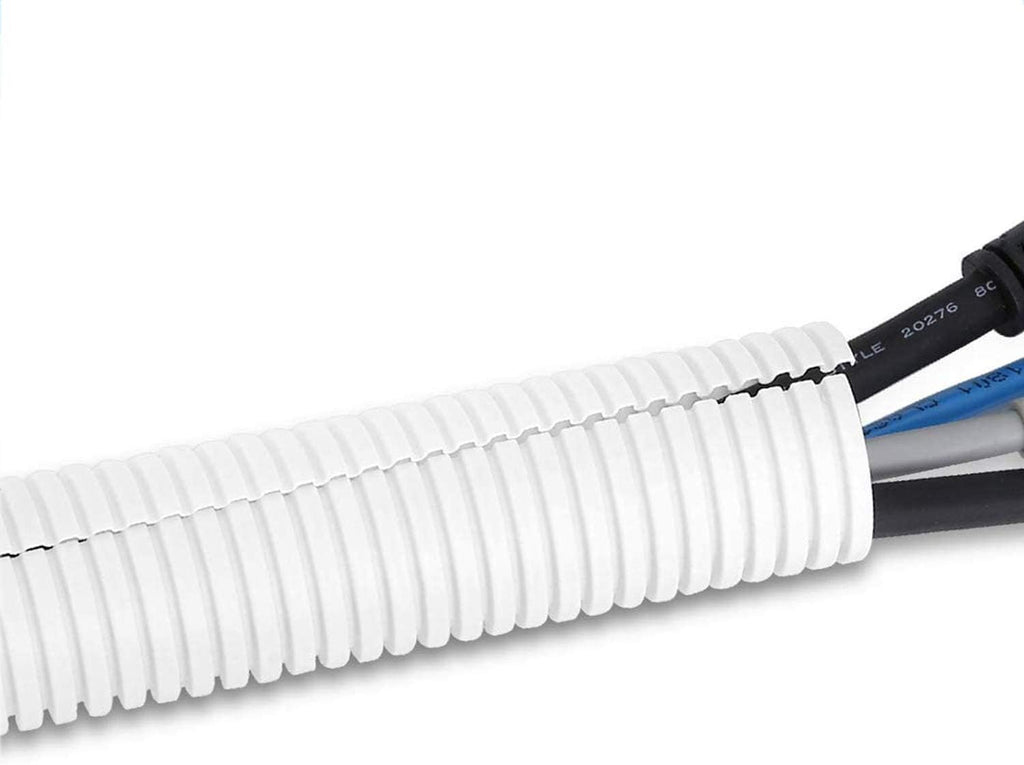 MR DJ DSLT14WH 100' 1/4" 6.35mm White Split Wire Loom Conduit Tubing Sleeve Tube