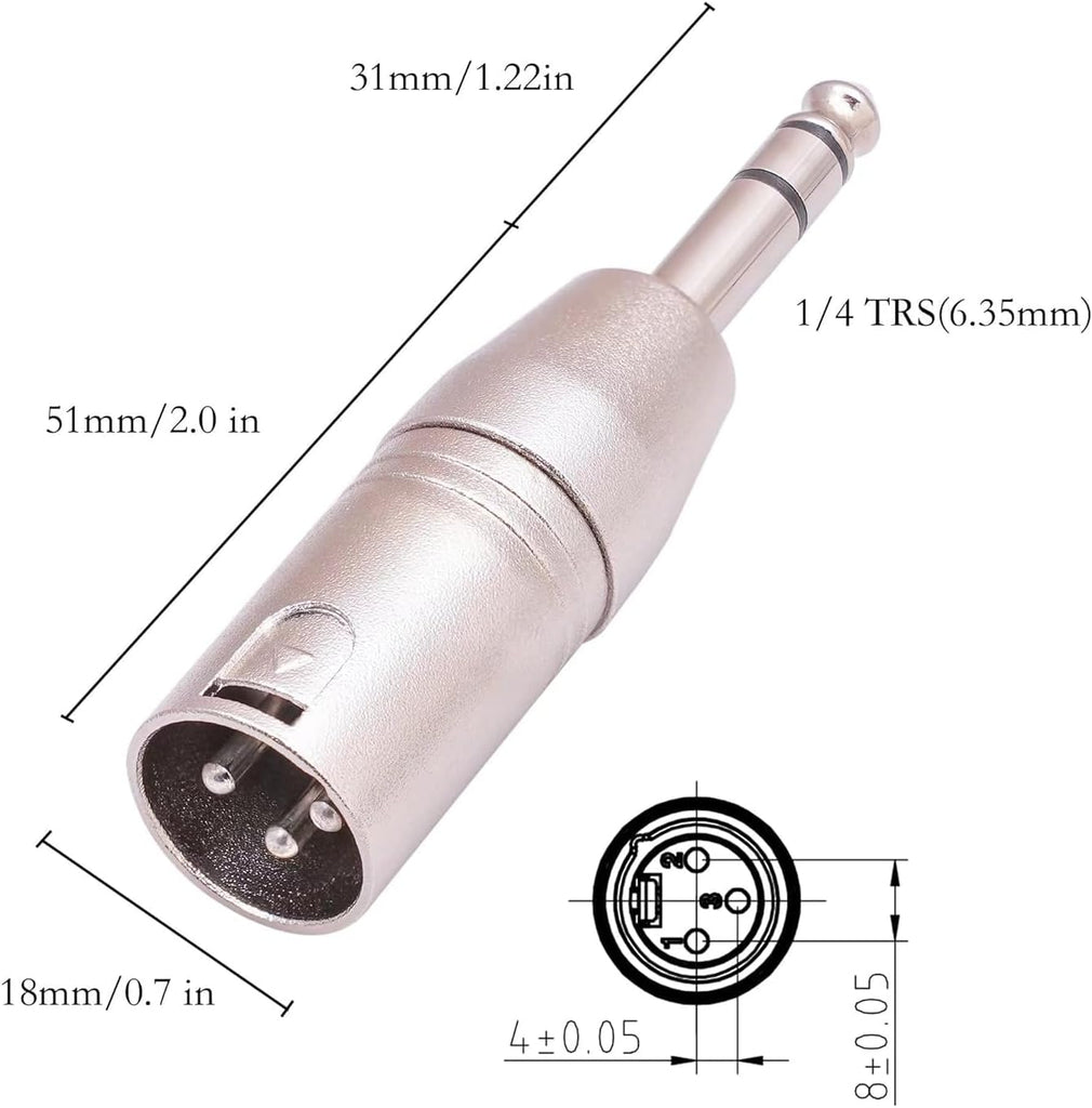 MR DJ XMTRS-2 1/4" TRS to Balanced XLR Male Adapter 2-Pack