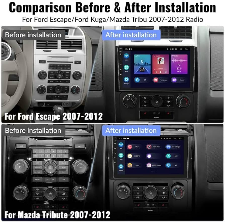 MK Audio Compatible with Ford 2008-2012 Escape car radio stereo radio kit dash installation mounting w/ wiring harness and radio antenna