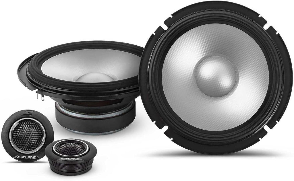 Alpine S2-S65C 6.5" Component Set S2-S69 6x9" Coaxial Speaker S2-A36F Amplifier & KIT8 Installation AMP Kit