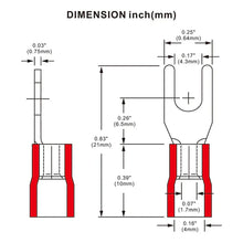 Charger l&#39;image dans la galerie, American Terminal E-SR8-300 300PCS 18-22AWG Red Insulated Fork Spade Wire Connector Electrical Crimp Terminal