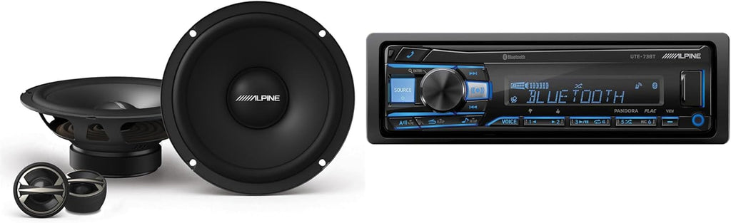 Alpine UTE-73BT Digital Media Receiver with Bluetooth w/EL-E65C-G 6.5" Component Speaker Set