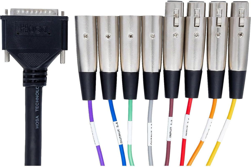 Hosa AES805Y AES/EBU Breakout Snake, DB-25 to 4 XLR Male & 4 XLR Female, 16.5 Feet