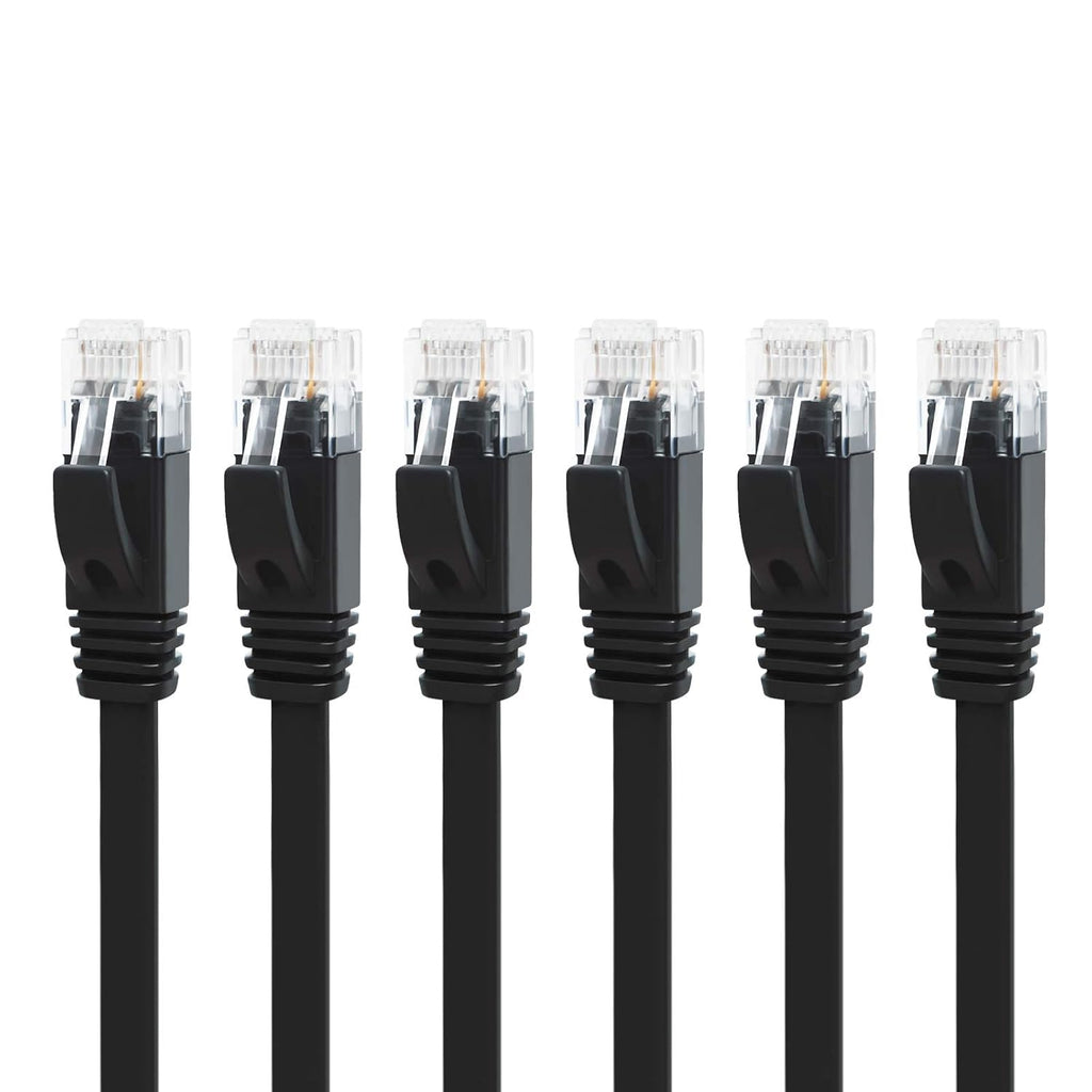 6 Cat6a Ethernet Network Patch Cable RJ45 23AWG 600Mh Solid Copper Wire 3' Black