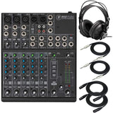 Mackie 802VLZ4, 8-channel Ultra Compact Mixer with High-Quality Onyx Preamps with MR DJ Certified Closed-Back Studio Monitor Headphones, 1/4