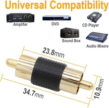 Charger l'image dans la galerie, 10 Pack Male to Male Gold RCA cable cord Coupler Joiner barrel Connectors