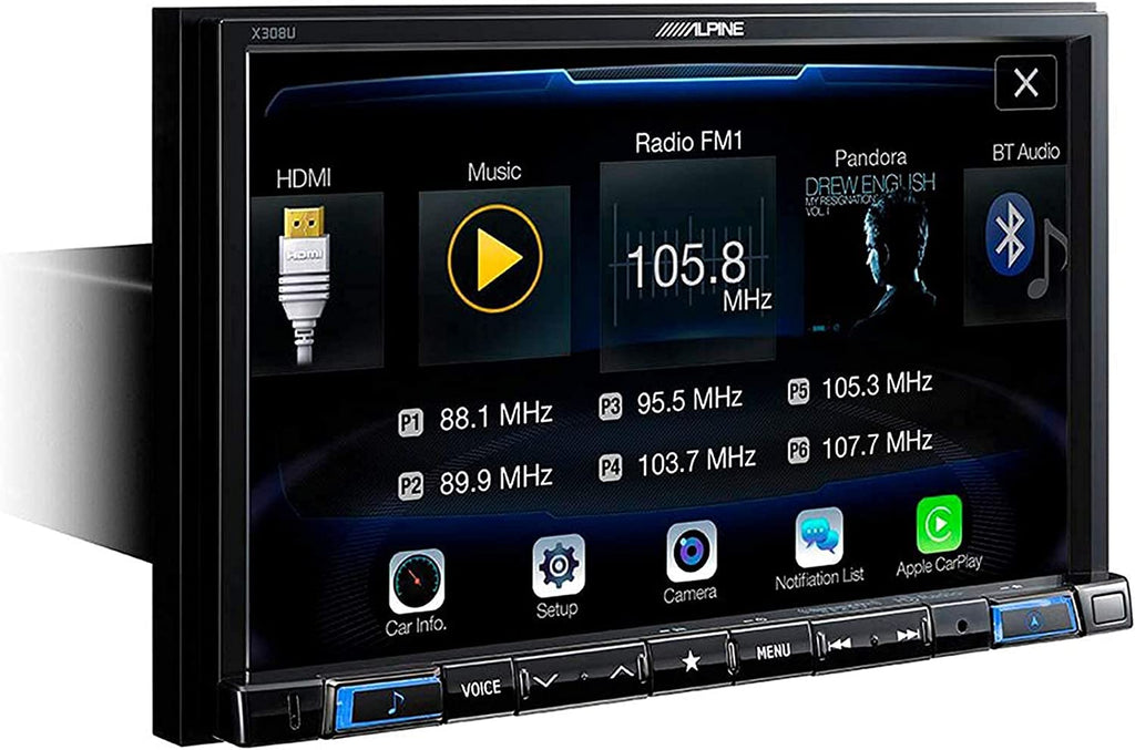 Alpine X308U High Resolution 8-Inch Mech-Less Apple Car Play Android Navigation