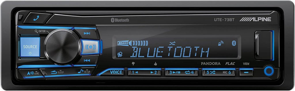 Alpine UTE-73BT Bluetooth Multimedia Receiver + DM-65C-G 6.5" Component 2-Way Bundle