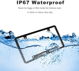 Absolute CAM2100S Chrome License Plate License Plate Backup HD Camera, Rear View Camera 170° Viewing Angle Universal Night Vision Waterproof High Sensitive 8 Bright LED Reversing Car Camera