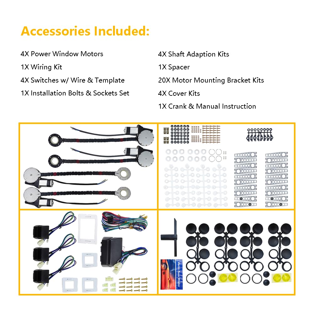 AT AT-HW800 Universal Electric Power Window Conversion Kit for 4-Door Vehicles