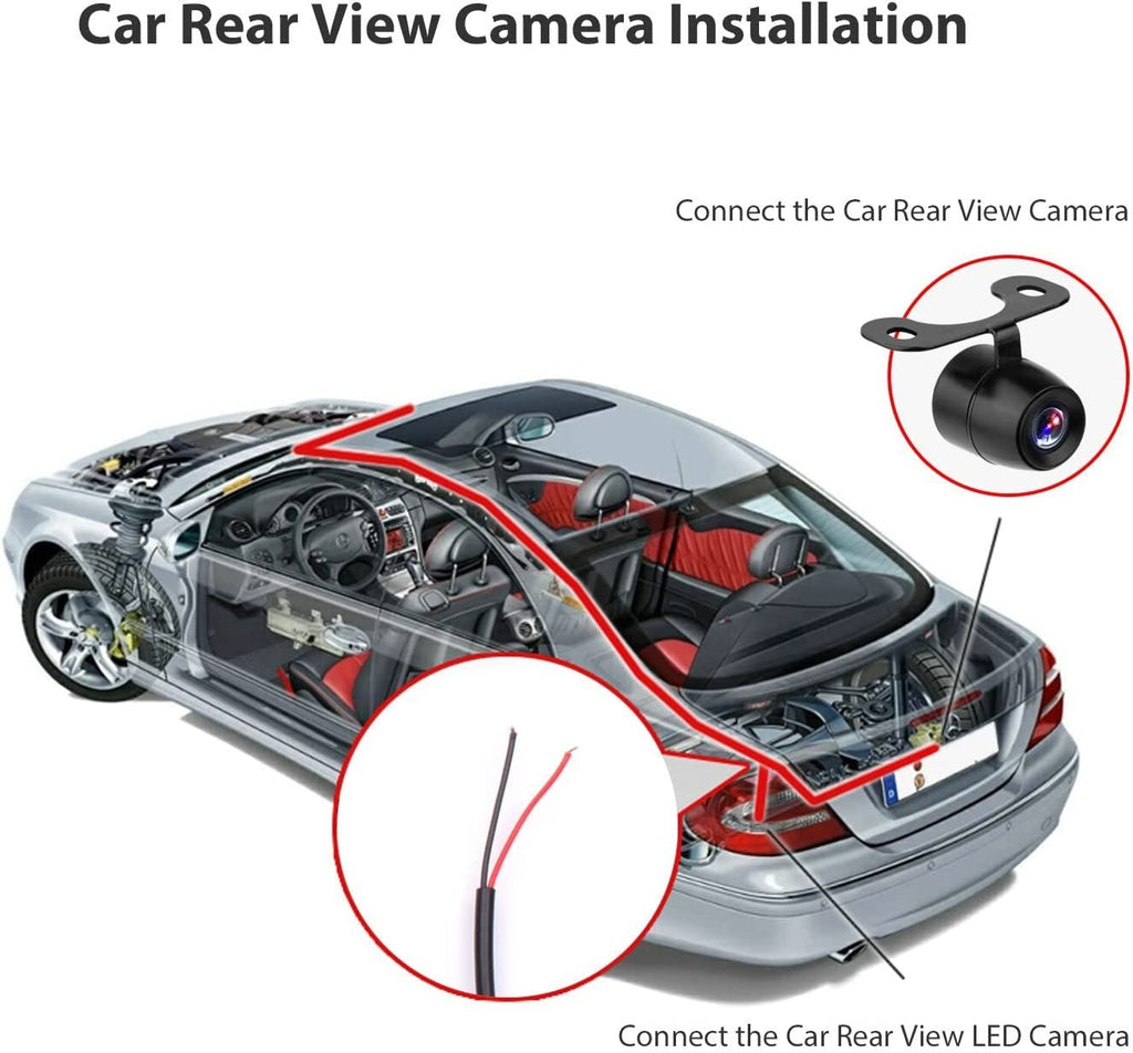 CAM116 Backup Camera Frame License Plate HD Night Vision Rear View 170° Angle Waterproof Compatible with Clarion, Dual, BOSS, Jensen, Stinger, Pioneer, SoundStream, Sony, Kenwood, JVC, Rockford Fosgate,