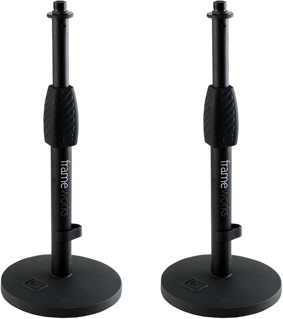 Gator Frameworks Pair GFW-MIC-0601 Desktop Mic Stand with Round Base and Twist Clutch