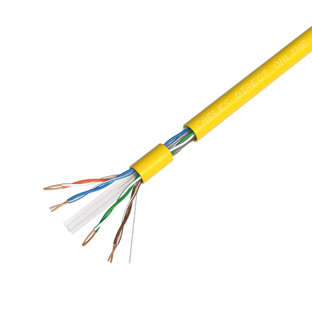American Terminal 500' Cat6 Ethernet Yellow Bulk Network Cable 23AWG 600Mhz UL Bare Solid Copper Wire UTP 500' Yellow
