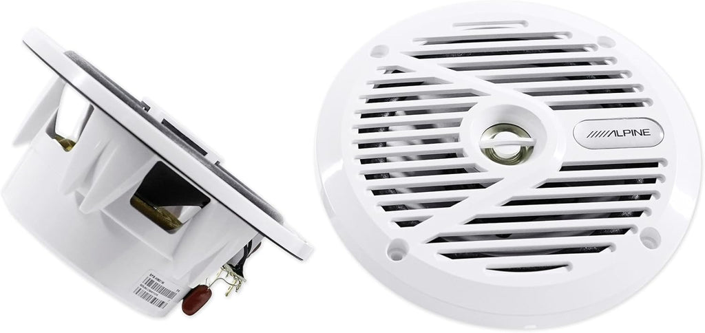 2 Alpine SPS-M601W 6.5” Coaxial 2-Way Marine Speaker with White Grilles