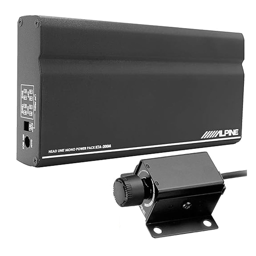 Alpine SWT-12S4 12" Bass System with Alpine KTA-30MW Mono Weather Resistant Tough Power Pack Amplifier and RUX-KNOB.2 Bass Knob